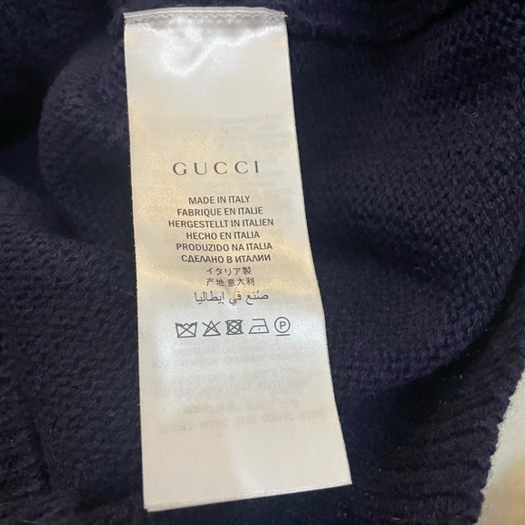 Gucci Cable Knit Wool Cashmere V-neck Sweater Sz M - Picture 6 of 8